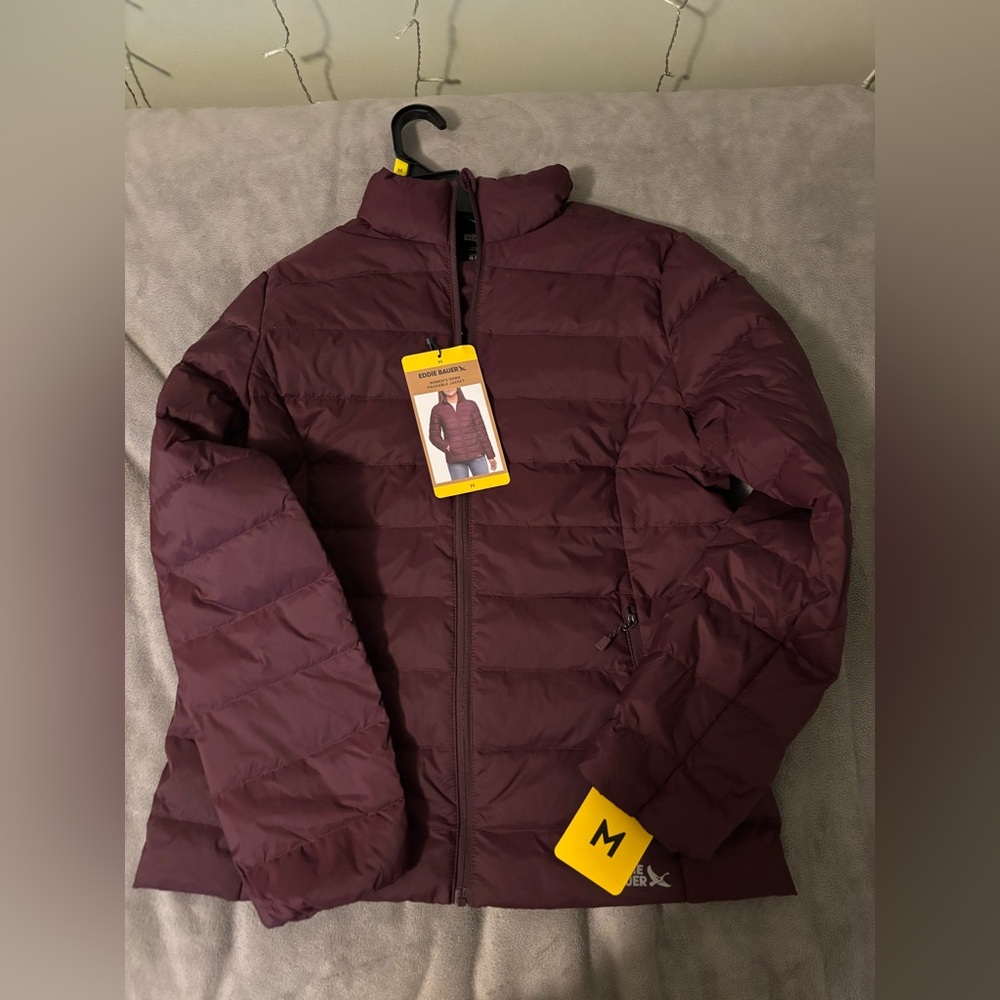Eddie Bauer Maroon Puffer Jacket Women Medium NWT